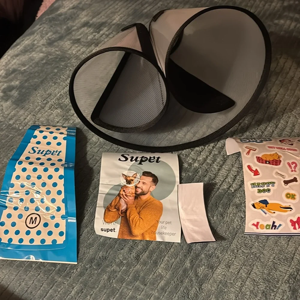 Supet Dog Cone Adj After Surgery, Comfortable Pet Recovery Collar M